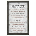 thumbnail image 1 of Buecasa Funny Bathroom Rules Sign - Solid Wood Farmhouse Bathroom Decor - Rustic Framed Wall Art for Toilet Restroom 16x9.5 Inches Vertical, 1 of 2