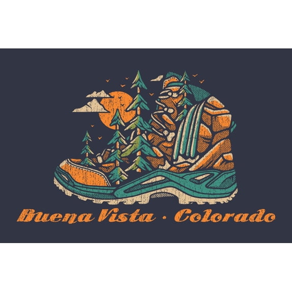 Buena Vista, Colorado, Hiking Boot (24x36 Giclee Gallery Art Print, Vivid Textured Wall Decor)