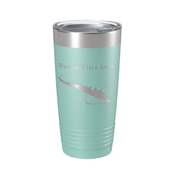 Buena Vista Lake Map Tumbler Travel Mug Insulated Laser Engraved Coffee Cup California 20 oz Teal