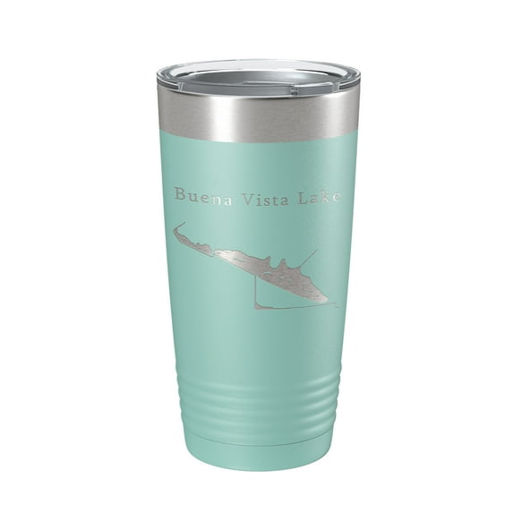 Buena Vista Lake Map Tumbler Travel Mug Insulated Laser Engraved Coffee Cup California 20 oz Teal