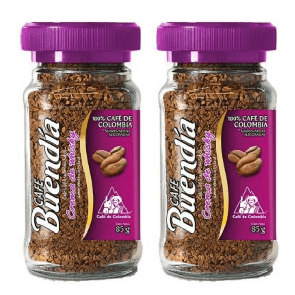Buendia Instant Coffee Whisky Cream Coffee (2pack) 100% Colombian Coffee Caf (2.9 oz each) - Cafe Instantaneo Sabor Crema de Whiskey Cafe Colombiano Colombian Coffee