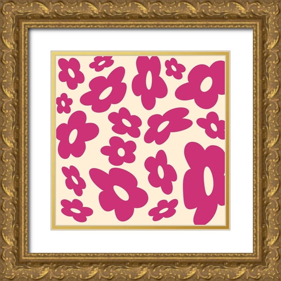 Buenfil, Andrea 12x12 Gold Ornate Wood Framed with Double Matting Museum Art Print Titled - Groovy Florals