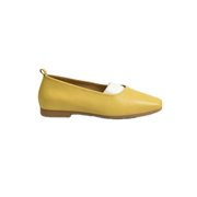 Bueno Elizabeth Women s Leather Square Toe Flat Shoes Mustard