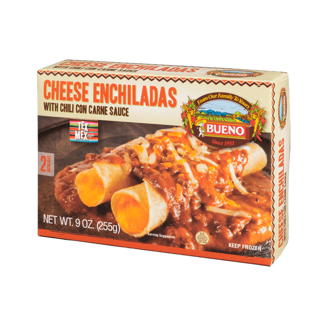 Bueno Foods Chili Con Carne Cheese Enchiladas, 9 oz, 2 Count (Frozen