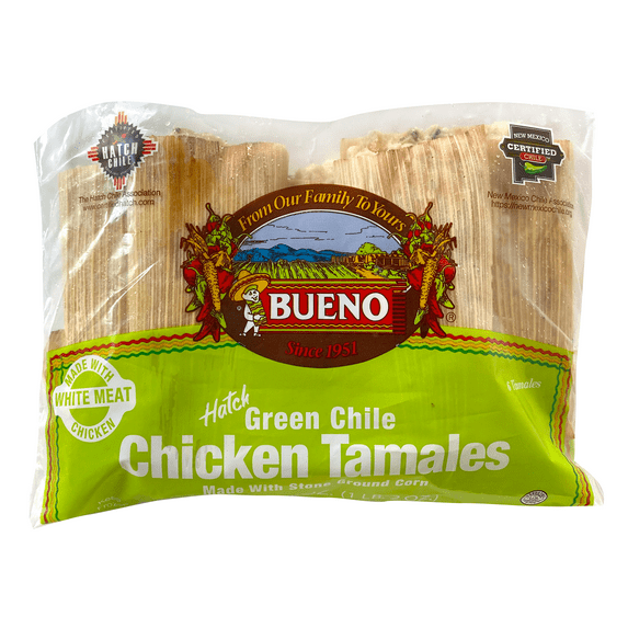 Bueno Foods Green Chile Chicken Tamales, 18 oz, 6 Count (Frozen)