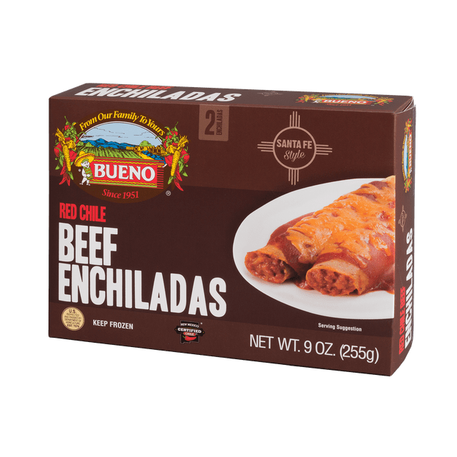 Bueno Foods Red Chile Beef Enchiladas, 9 oz, 2 Count (Frozen)