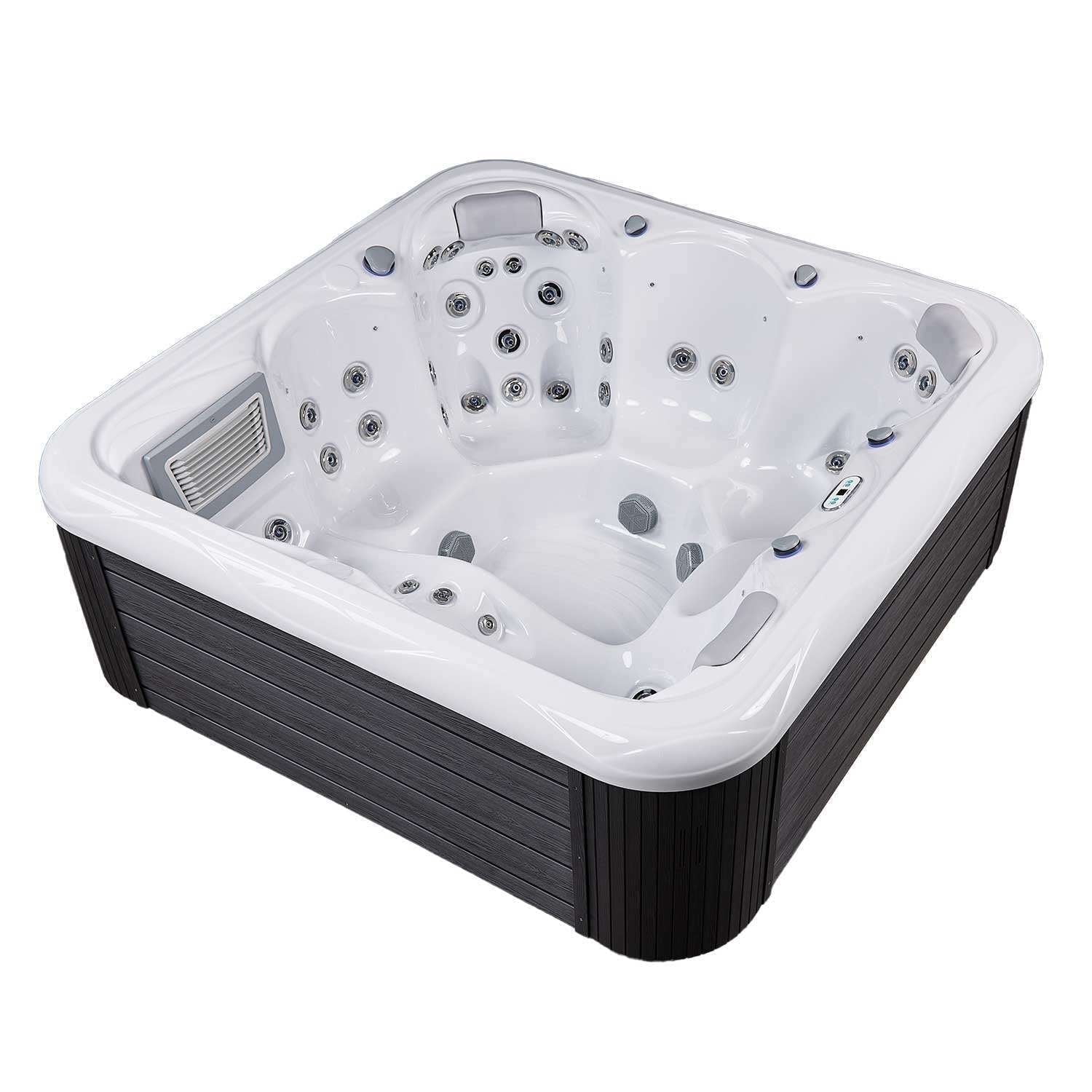 New York 6-Person Ice White Acrylic Square Hot Tub with Ozonator