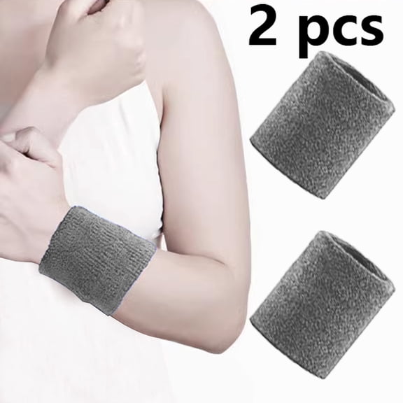Buenod 2pcs Sports Wristband, Sweatband for Basketball Badminton Tennis, Gray