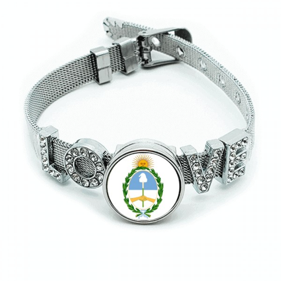Buenos Aires Argentina National Emblem Bracelet Wristband Crystal Love Adjustable Bangle