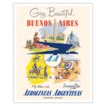 thumbnail image 1 of Buenos Aires - Fly there via Aerolineas Argentinas - Argentine Airlines - Vintage Travel Poster by Adolph Treidler c.1950s - Fine Art Matte Paper Print (Unframed) 16x20in, 1 of 4