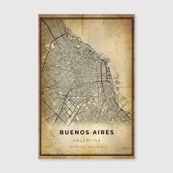 Buenos Aires Map Print: Modern Vintage Argentina Wall Artfor Living Room Bedroom Office Farmhouse Neutral Home Artwork Ready to Hang 8x12 inch
