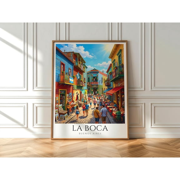 Buenos Aires Travel La Boca Wall Art Argentina Caminito Street Scene Print, Unframed Paper Print