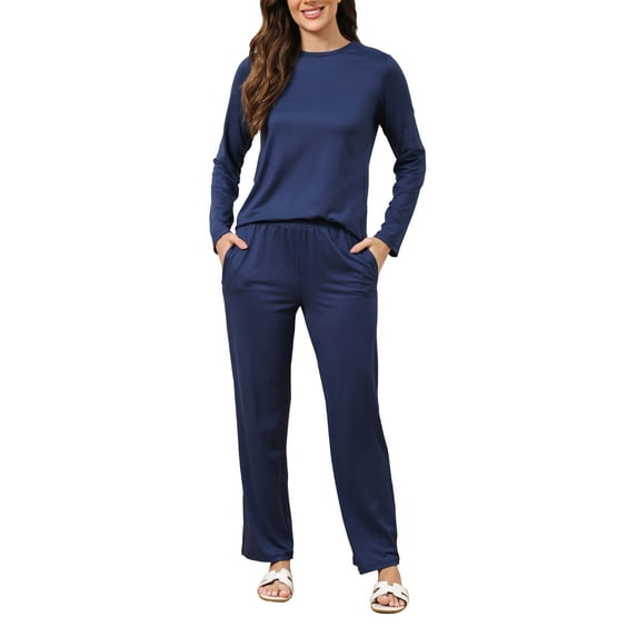 Buenos Ninos Womens Pajama Set Long Sleeve Tops with Pants Sleepwear PJ Loungewear with Pockets