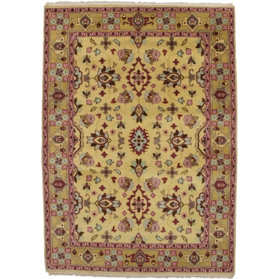 Buff Beige Floral 5'5X7'6 Oushak Chobi Oriental Rug