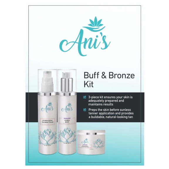 Buff & Bronze Kit  Exfoliate, Moisturize & Achieve a Natural Tan with Microderm Scrub, Hydra Body Lotion & Glow Tanning Foam