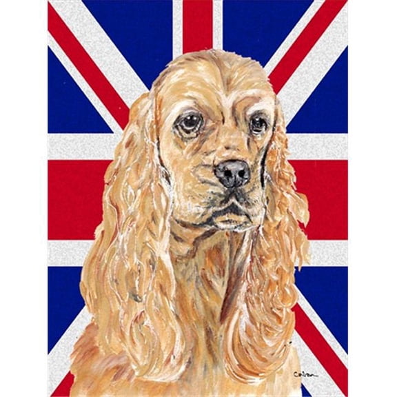 Buff Cocker Spaniel With Engish Union Jack British Flag Flag Garden Size