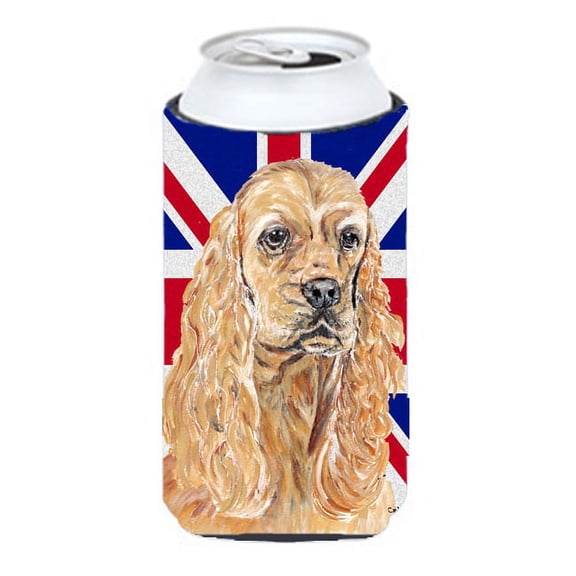 Buff Cocker Spaniel with English Union Jack British Flag Tall Boy Hugger