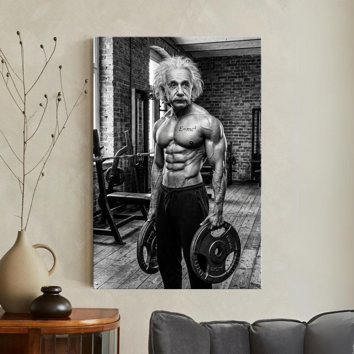 Buff Einstein Bodybuilder Scientist Fitness Gym Wall Art Poster ...