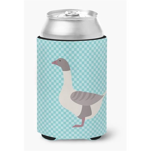 Buff Grey Back Goose Blue Check Can or Bottle Hugger - Blue