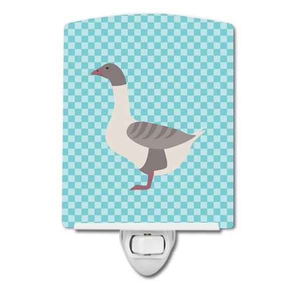 Buff Grey Back Goose Blue Check Ceramic Night Light