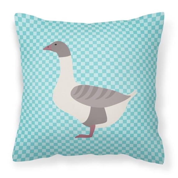 Buff Grey Back Goose Blue Check Fabric Decorative Pillow
