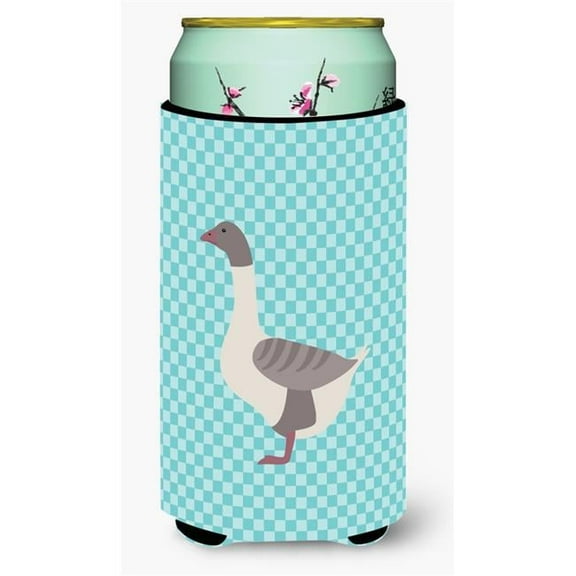 Buff Grey Back Goose Blue Check Tall Boy Beverage Insulator Hugger