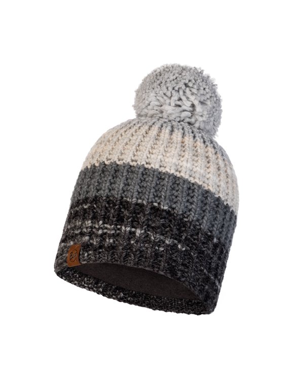 Knitted and Polar Fleece Beanie ~ Alina grey