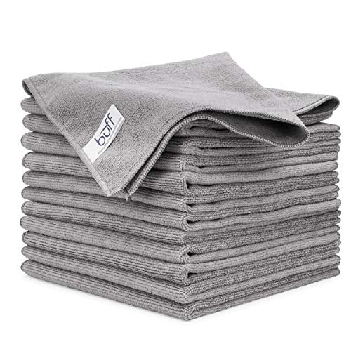 Buff Microfiber Cleaning Cloth | Gray (12 Pack) | Size 16" x 16" | All Purpose Microfiber Towels - Clean, Dust, Polish, Scrub, Absorbent 