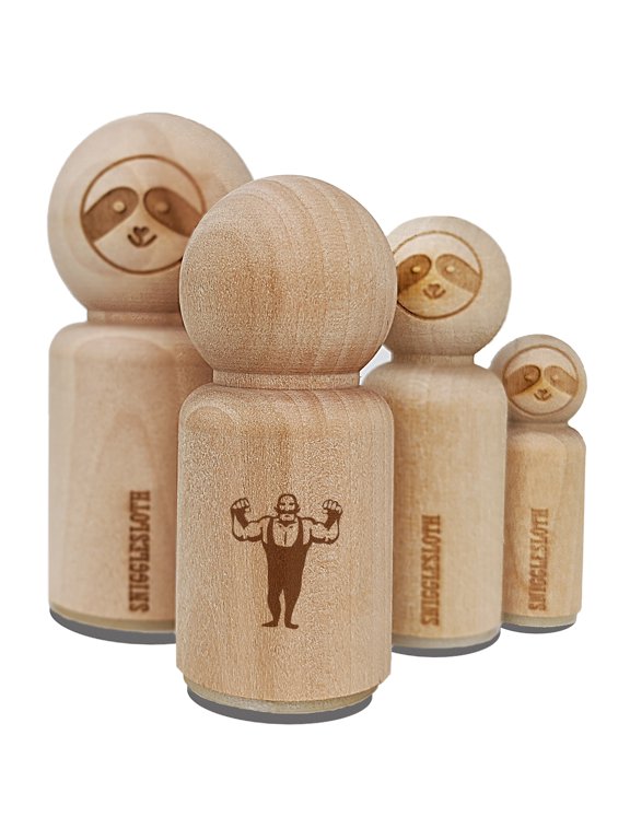 Buff Strong Bald Circus Man with Mustache Rubber Stamp for Scrapbooking Crafting Stamping - Mini 1/2 Inch