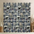 thumbnail image 1 of Buffal Plaid Bear Curtains for Living Room Retro Bohemian Blackout Curtains Wild Animals Hunting Theme Darkening Curtains Exotic Persian Floral Patchwork Checkered Window Treatments Blue 38"X45", 1 of 5