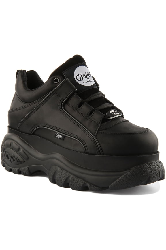 1339-14 2.0 Men's Lace Up Leather Platform Trainers In Black Size 10.5