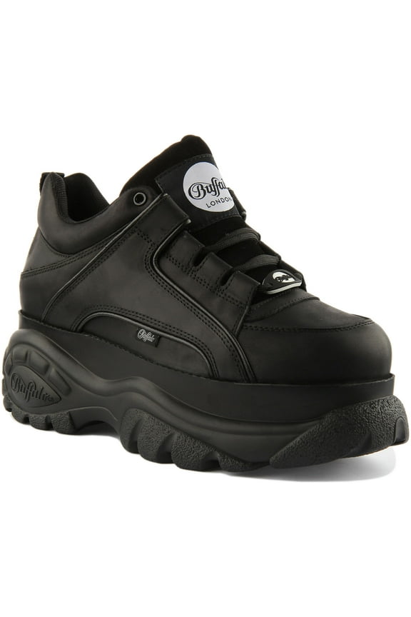 1339-14 2.0 Men's Lace Up Leather Platform Trainers In Black Size 10