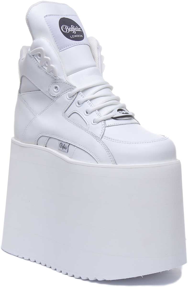 Buffalo 1534064 Women's White Lightweight Lace Up Leather 15cm