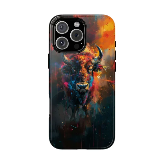 Buffalo Abstract Oil Paint Artwork Case for iPhone 17 through 11 Pro Max