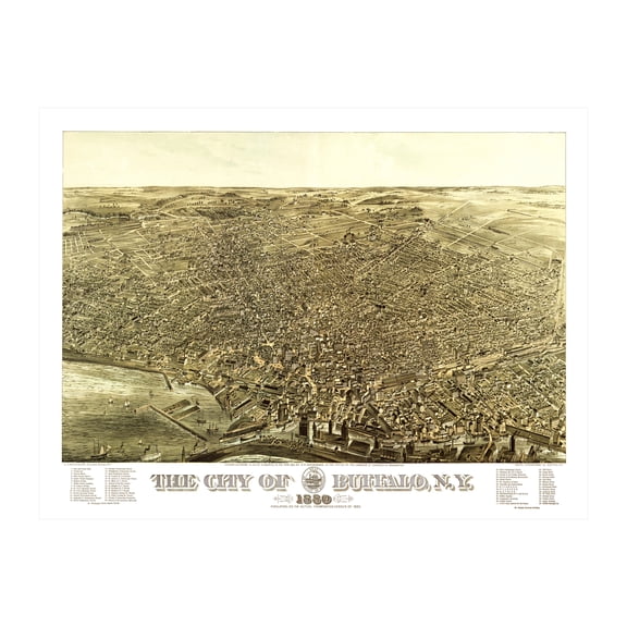Buffalo Art, 1880 Vintage Map of Buffalo New York, NY History Wall Decor Gift, Old Buffalo Map - 24" x 18" Unframed Print