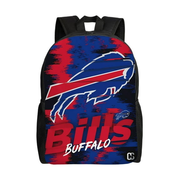 Buffalo Backpack Lightweight Bookbag Durable Casual Travel Daypack Waterproof Laptop Bag With Side Pockets Ball Team Logo Print Gifts For Sports Game Fans