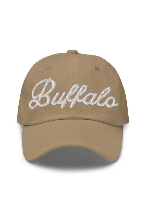 Buffalo Baseball Cap Buffalo Dad Hat Bold Script Texas TX Hat Embroidered Souvenir Gift Khaki