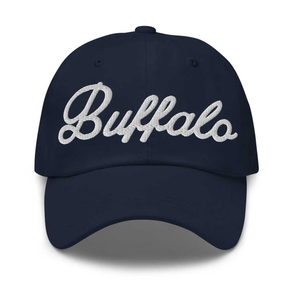 Buffalo Baseball Cap Buffalo Dad Hat Bold Script Texas TX Hat Embroidered Souvenir Gift Navy