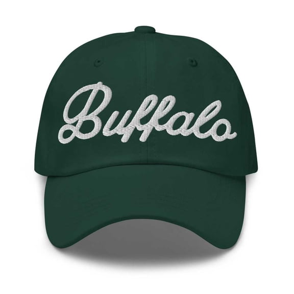 Buffalo Baseball Cap Buffalo Dad Hat Bold Script Texas TX Hat Embroidered Souvenir Gift Spruce