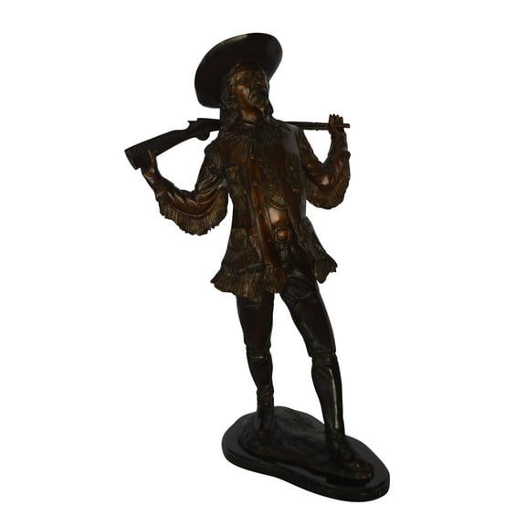 Buffalo Bill Bronze Statue mounted on Marble Base - Size: 19"L x 19"W x 33"H.