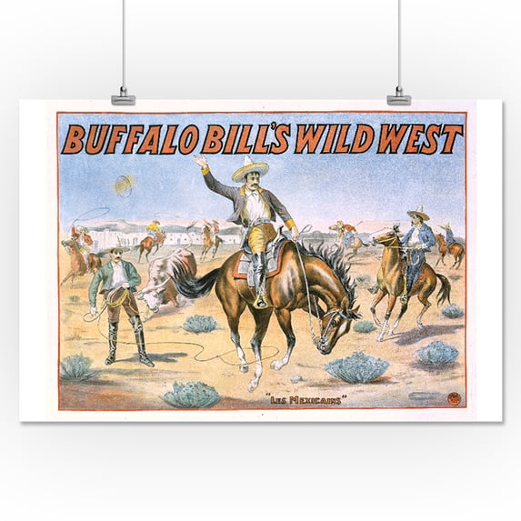 Buffalo Bill's Wild West - Les Mexicains Vintage Poster France c. 1905 (16x24 Giclee Gallery Print, Wall Decor Travel Poster)