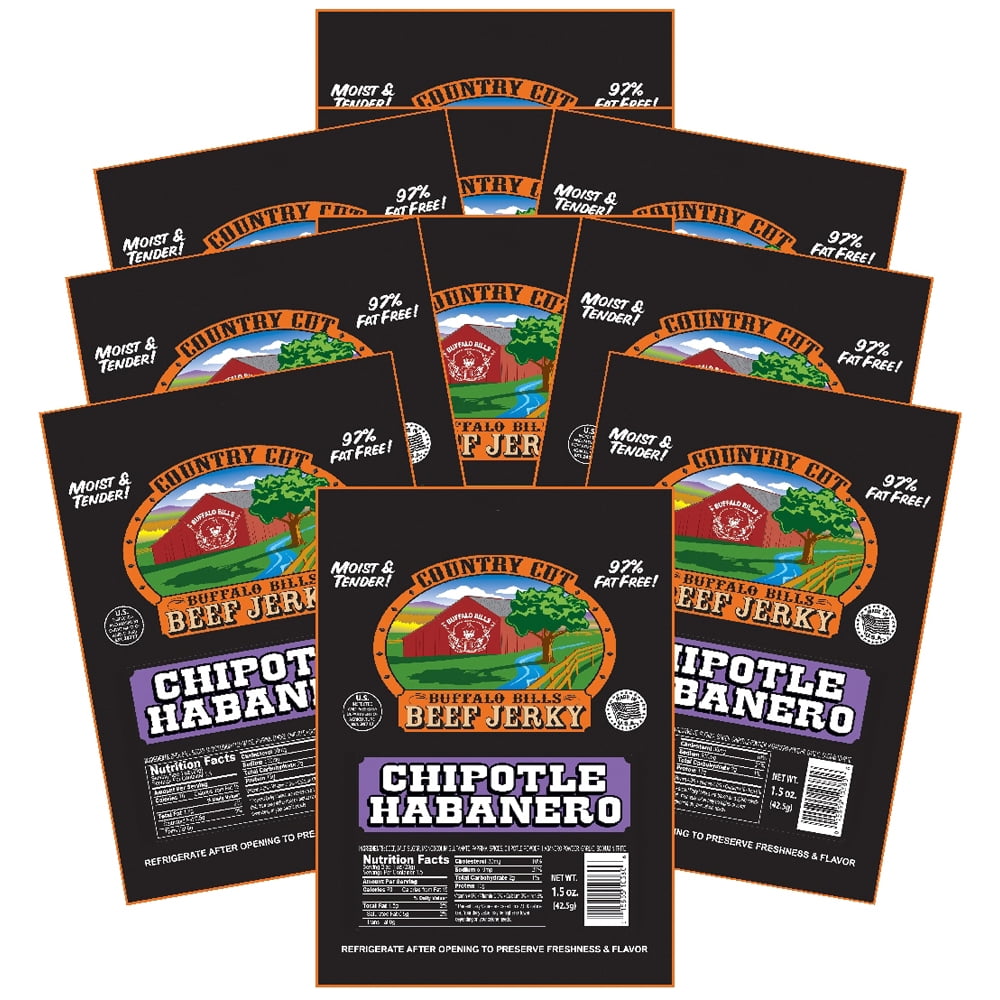Buffalo Bills 1.5oz Chipotle Habanero Country Cut Beef Jerky – Ten 1.5oz Packs