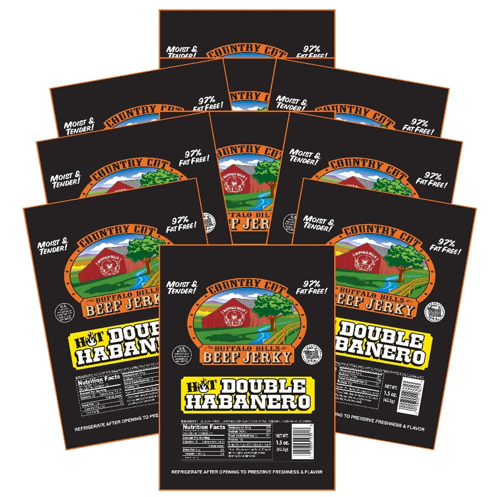 Buffalo Bills 1.5oz Double Habanero Country Cut Beef Jerky – Ten 1.5oz Packs