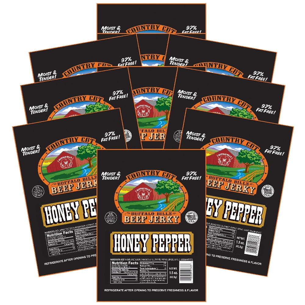 Buffalo Bills 1.5oz Honey Pepper Country Cut Beef Jerky – Ten 1.5oz Packs