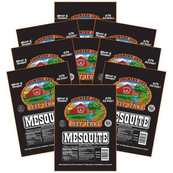 Buffalo Bills 1.5oz Mesquite Country Cut Beef Jerky – Ten 1.5oz Packs