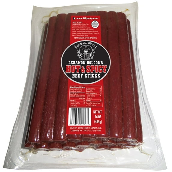 Buffalo Bills 1-lb Pack Hot & Spicy Lebanon Bologna Sticks (Pennsylvania Dutch hot beef sticks)