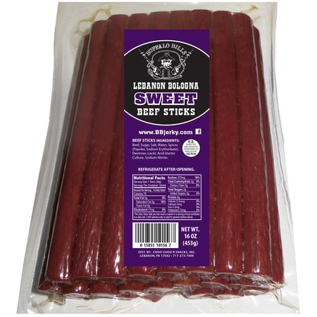 Buffalo Bills 1-lb Pack Sweet Lebanon Bologna Sticks (Pennsylvania Dutch sweet beef sticks)