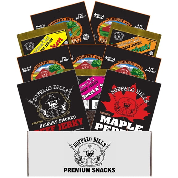 Buffalo Bills 10-pc Assorted Jerky Christmas Sampler Gift Box (10 packs of assorted jerky)