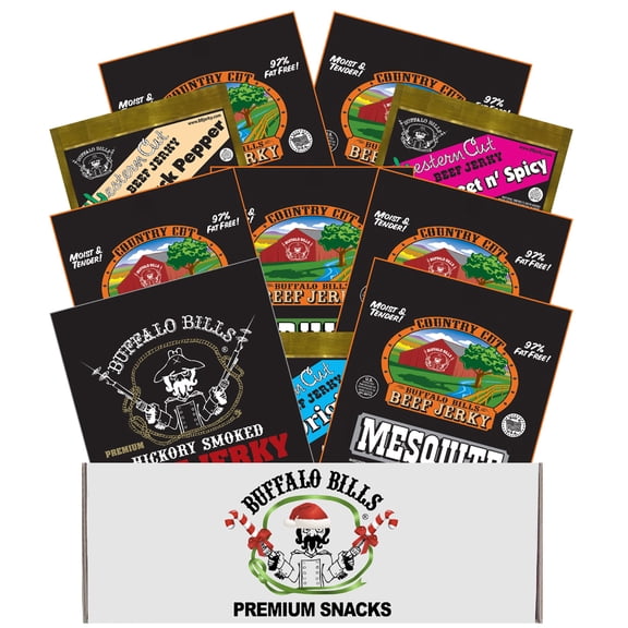 Buffalo Bills 10-pc Low Carb Jerky Christmas Sampler Gift Box (10 packs of low carb jerky)
