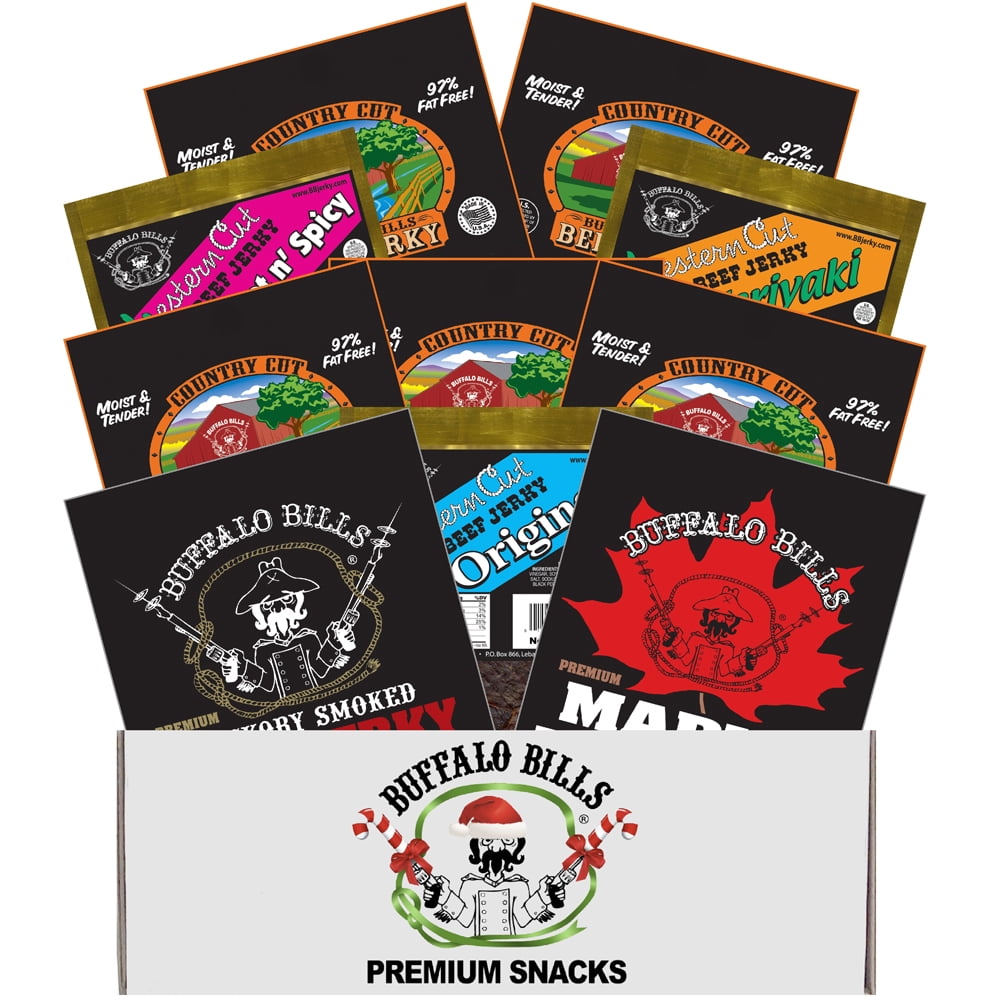Buffalo Bills 10-pc Mostly Mild Jerky Christmas Sampler Gift Box (10 packs of mostly mild jerky)